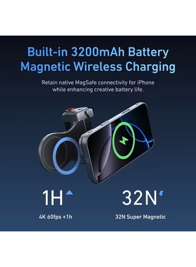 تيليسن TELESIN Magnetic Pro Shot Imaging Camera Grip لهاتف iPhone 17 Pro / 17 Pro Max – قبضة تصوير مغناطيسية احترافية مع شحن لاسلكي Qi باور بانك، تحكم عن بعد بالزوم والتصوير، كفر تبريد جرافين وحزام يد للفلوغ والبث المباشر - Image 4